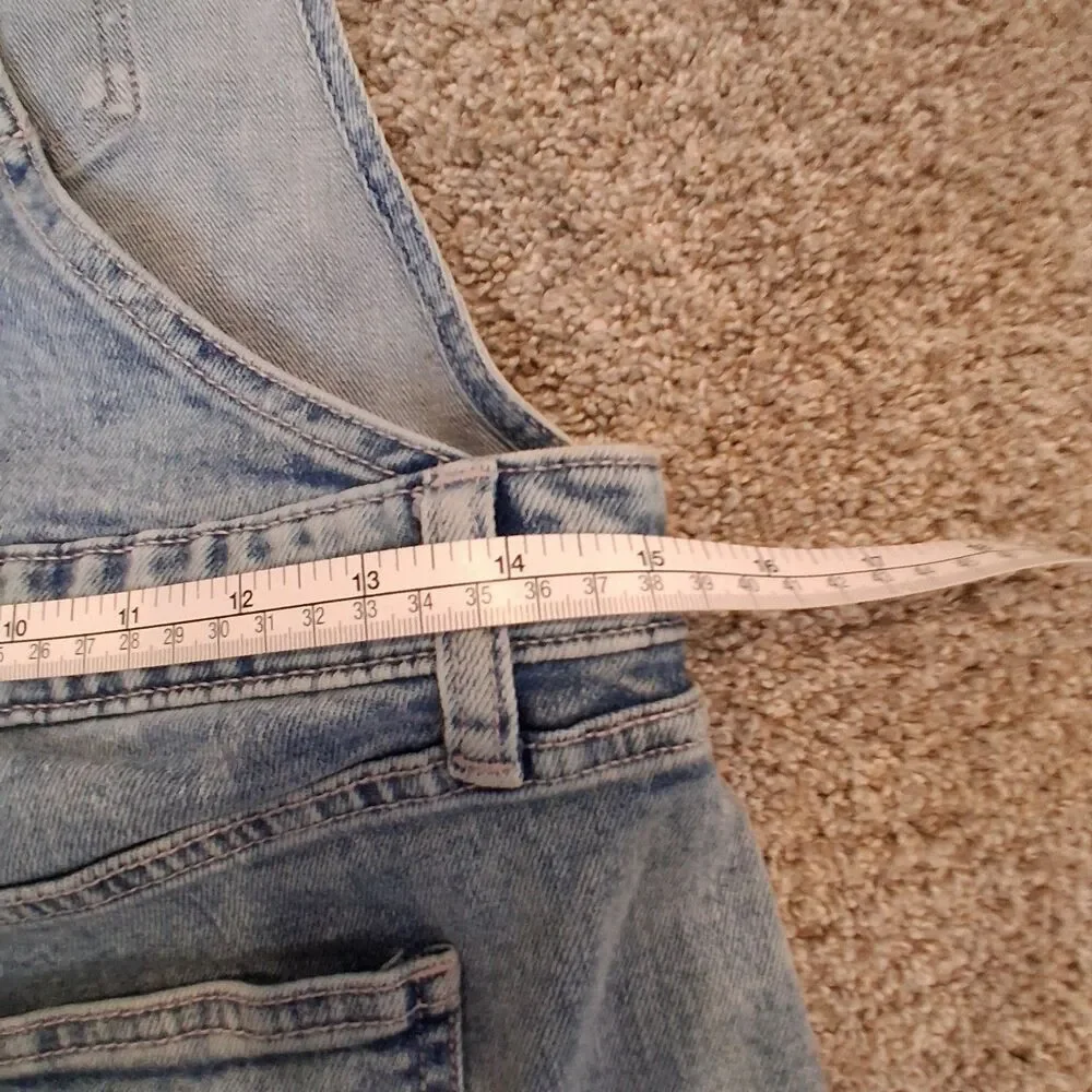 Blue Denim Overalls Old Navy Pockets , Side zip, Skinny Size 4